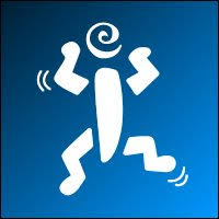 A dancing stick figure.