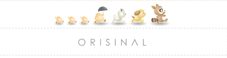 Screenshot of the Orisinal home page with a line of animals following a small child
