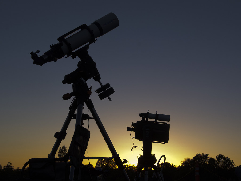 Telescopes at dusk